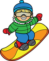 Boy snowboarding in winter clip art