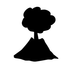 Silhouette Of an Eruptiny Volcano 