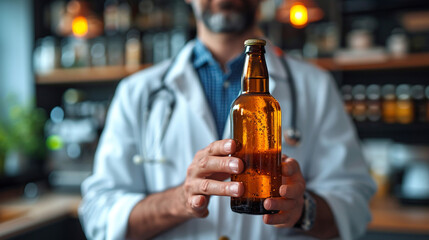 Doctor holding an alcoholic drink