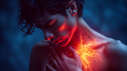 illustrated Pain in a man's chest