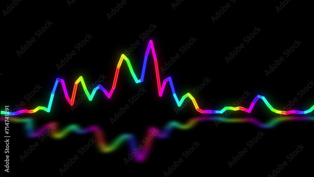 Poster sound wave signal animation. abstract glowing sound wave animation on black background. abstract mus