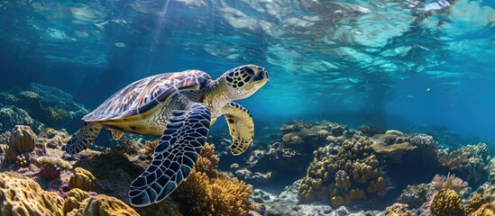 Cozumel's stunning coral reefs are home to the hawksbill sea turtle.
