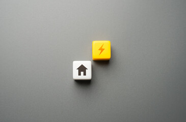 The house is connected to electricity. There is power supply. Household powered by an energy...