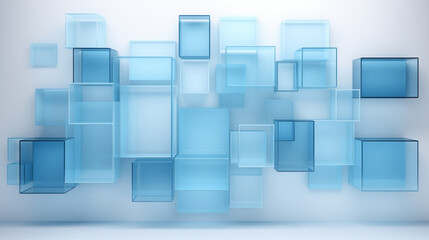 large blue 3d background with large blue pieces, in the style of light white and light bronze, urban minimalism