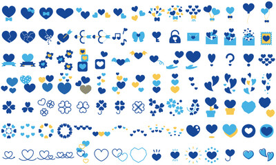 青いハートのシンプルアイコンセット