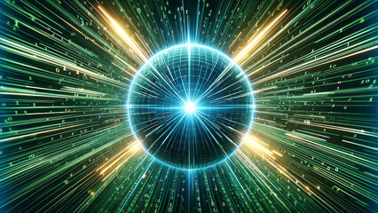 Vivid Wireframe Connectivity on Digital Green Matrix