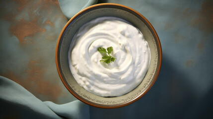 A bowl of creamy, tangy labneh, a versatile yogurt-based spread often served during Ramadan
