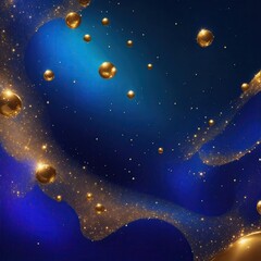 Naklejka premium Blue background with a scattering of gold sparkles abstract Background