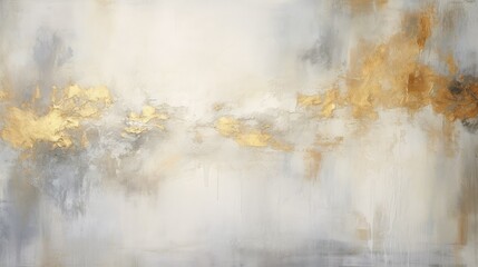 Textured abstract background, painting in white and silver with gold accents with distressed paint strokes, contemporary art, modern decoration	
