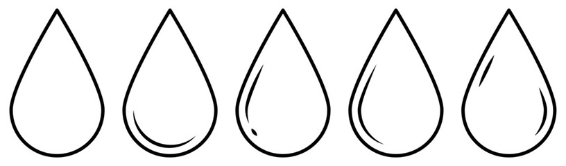 Set of line water drop icons. Vector illustration, EPS10 - obrazy, fototapety, plakaty