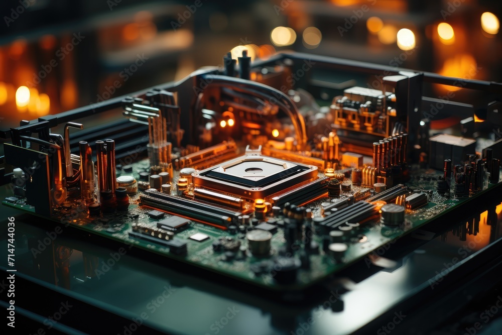 Poster a mesmerizing glimpse into the intricate world of electronic engineering, showcasing the complex web