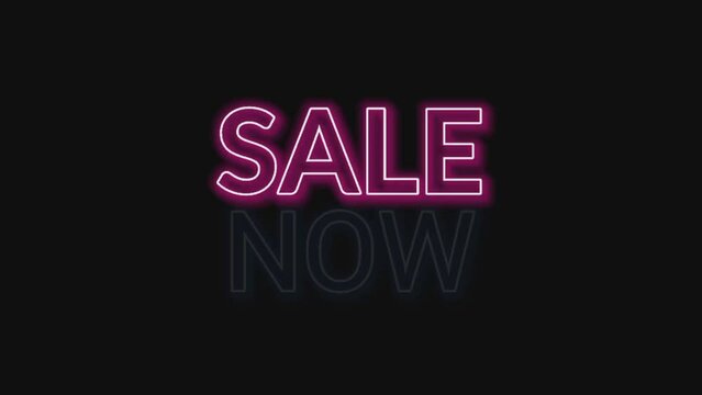 Glowing Sale Now Text Neon Sign On black Background HD Animation stock video