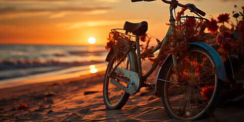 Fototapeta premium Bike on beach