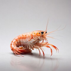 one shrimp lies on a white background