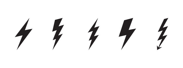 A various shape of thunder. Isolated Vector Illustration