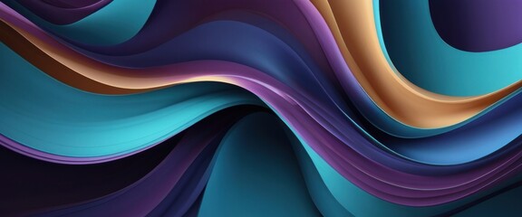 Colorful Swoosh Background with Blue, Purple and Turquoise Swirls. 3D Render. generative, AI - obrazy, fototapety, plakaty