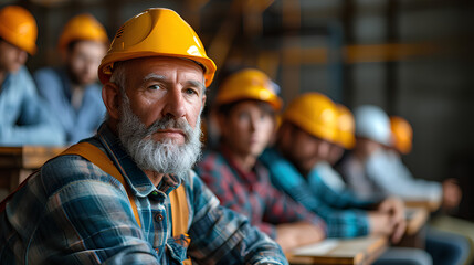 Portrait of a senior man Professional Training and Skill Development for Engineer Education - Construction, Mechanics, Plumbing, and Electrician Concepts