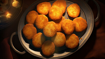A tray of crispy and spicy potato cutlets, a popular snack during Ramadhan