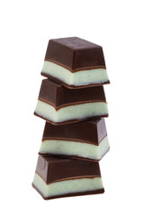 chocolate candies with mint isolated