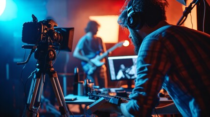 Man Photographing With Headphones and Camera
