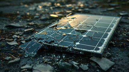 Broken Solar Panel - Concept of Solar Panel Insurance and Repair Service