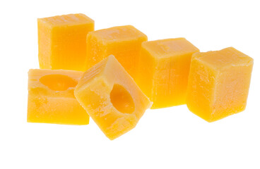 cheese cubes isolated