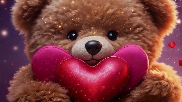 cute teddy bear romantic background motion graphic, abstract background , valentines, love, luxury background animation 4k