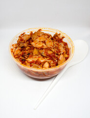 Pinrang, South Sulawesi Indonesia.
Stir-fried baby squid stored in a jar on a white background.
January 21 2024