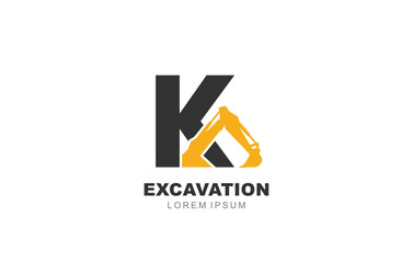 K Letter Excavator logo template for symbol of business identity