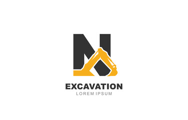 N Letter Excavator logo template for symbol of business identity