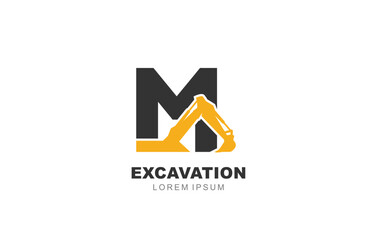 M Letter Excavator logo template for symbol of business identity - obrazy, fototapety, plakaty