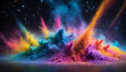An art of Colorful Dust Dancing in the space