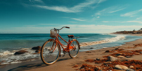 Fototapeta premium Bike on beach
