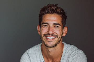 Obraz premium A man with a beard is smiling for the camera