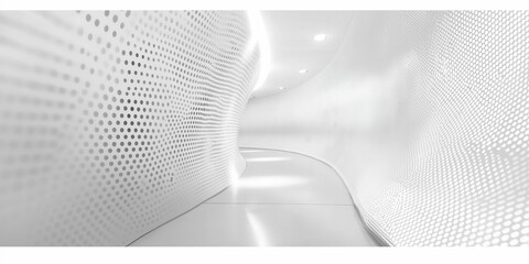 Geometrische weiße Wellen als Gebäude und Architektur in weißen Lack Farben als Hintergrundmotiv für Webdesign im Querformat für Banner, ai generativ - obrazy, fototapety, plakaty