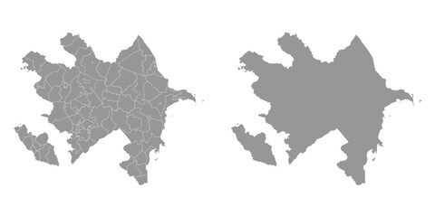 Azerbaijan map with administrative divisions.