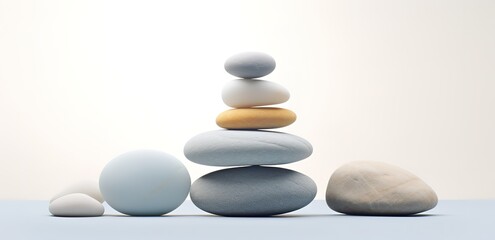 Pile of Zen stones on a Beautiful Background. generative ai