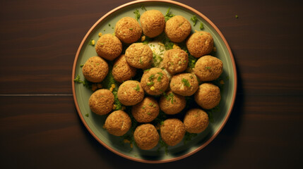 A tray of crispy and golden falafel, made from chickpeas and herbs, a popular dish during Ramadan