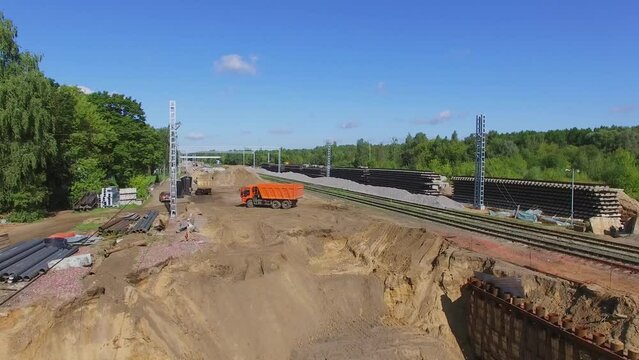 Construction site of MKZD railway near Belokamennaya station 