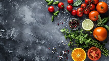 Obraz na płótnie Canvas Assorted Fruits and Vegetables on Table
