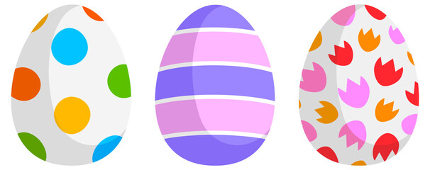 Happy Easter with Set of different pattern of Easter eggs,  illustration for your design of poster, greeting card and banner.