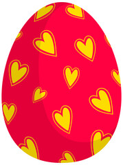 Colorful easter egg. Traditional religious holiday celebration, illustration. Heart pattern in oval.