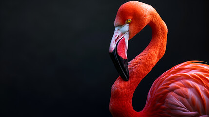 Flamingo on isolated black background, World Bird Day, International Wildlife Day, World Animals Day, National Birds, Generative Ai