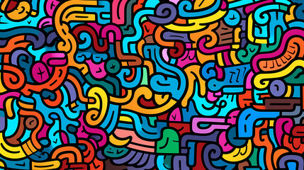 Fototapeta na wymiar Funny doodle seamless pattern, artistic background