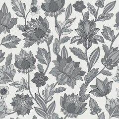 Floral monochrome texture pattern - 714754230