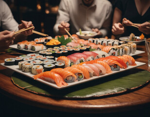 having dinner with friends