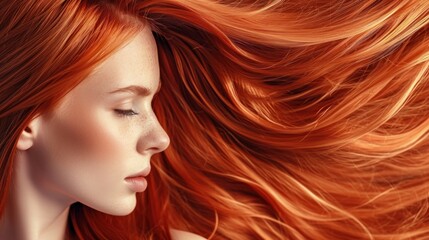 Woman With Red Hair in Wind
