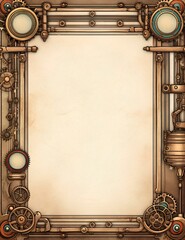 ancient steampunk scroll with empty space