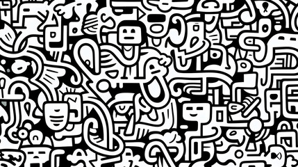 Fototapeta premium Funny doodle seamless pattern, artistic background