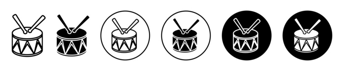 drums symbol icon sign collection in white and black